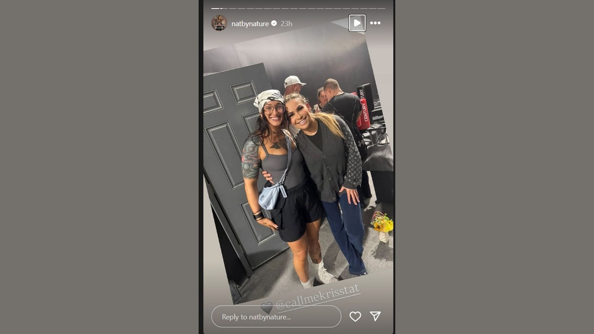 Natalya with Statlander. (Image via Natalya's Instagram story)